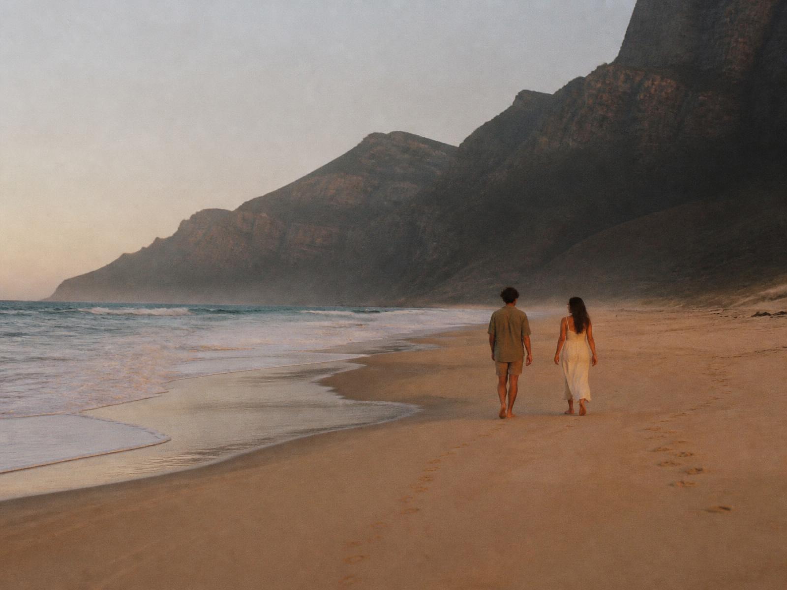 Pareja bailando al atardecer